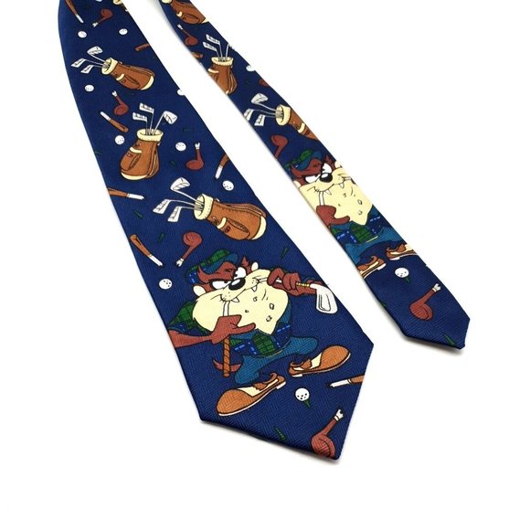 Looney Tunes Mens Tie Tasmanian Devil Golf Vintage Cartoon TAZ Warner Brothers - Picture 4 of 6